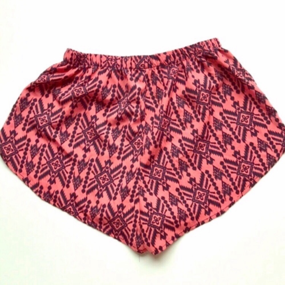 Retro Navy Print Athletic Wide Leg Shorts size Medium Running Shorts size